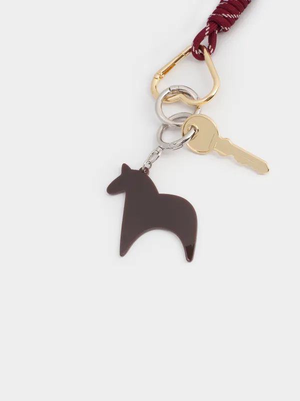 Брелок, 13 см, металл/полиэстер, красный, Лошадь с ключом, Knot, image-1