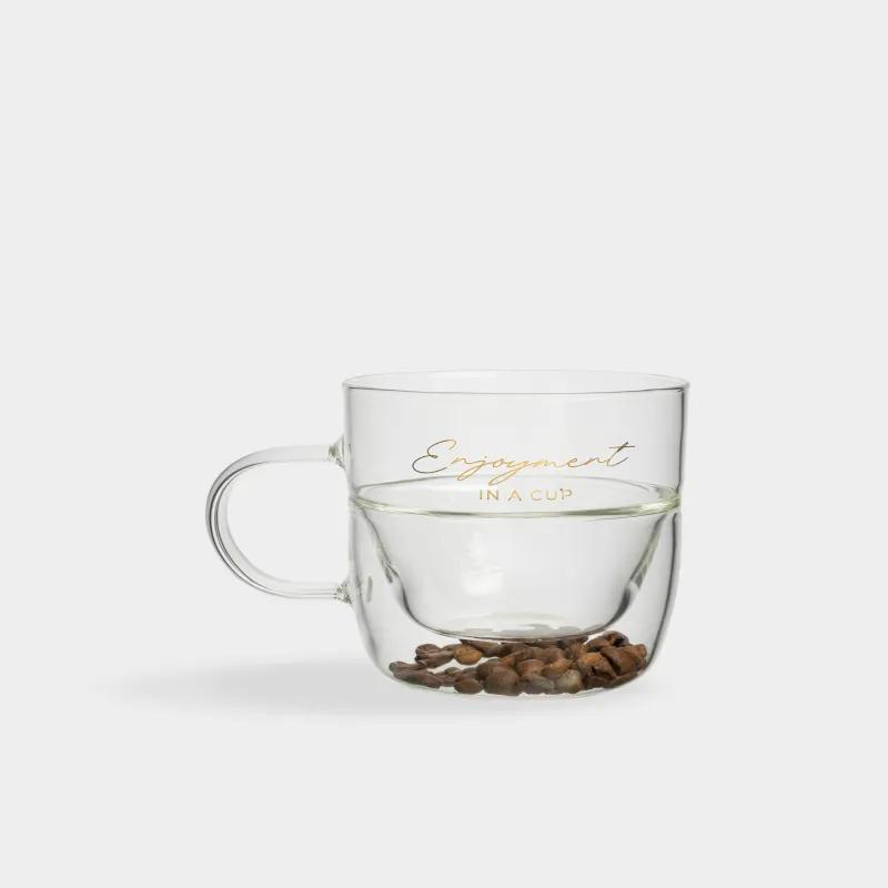 Кружка, 350 мл, стекло Б, с кофейными зернами внутри, Enjoyment in a cup, Air decor, image-1