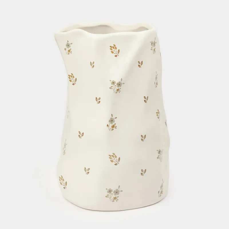 Ваза для цветов, 20 см, керамика, молочная, Винтажные цветы, La flore