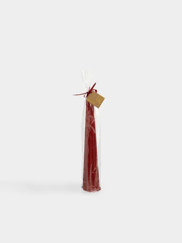 Свеча, 25 см, тонкая, с блестками, Ribbed candle, image-3