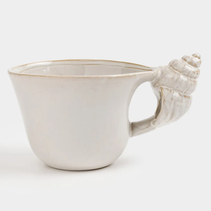 Кружка, 470 мл, фарфор P, бежево-молочная, Ракушка, Paradise island