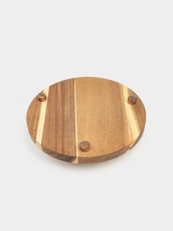 Блюдо сервировочное, 25х10 см, на ножках, дерево/полирезин, круглое, Золотистый конь, Noble tree, image-3