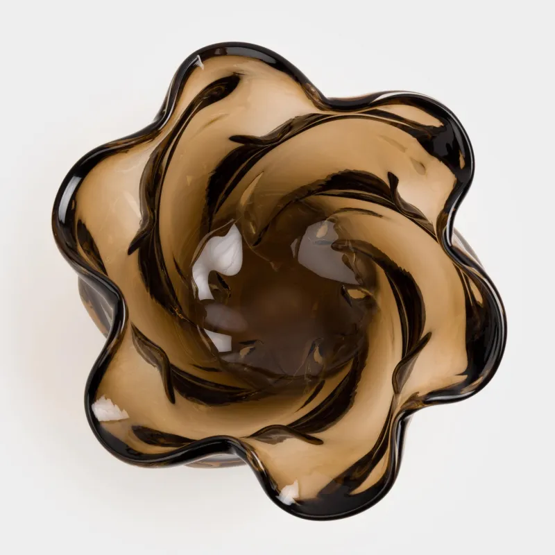 Ваза для фруктов, 22х14 см, стекло Р, коричневая, Wiggly, image-2