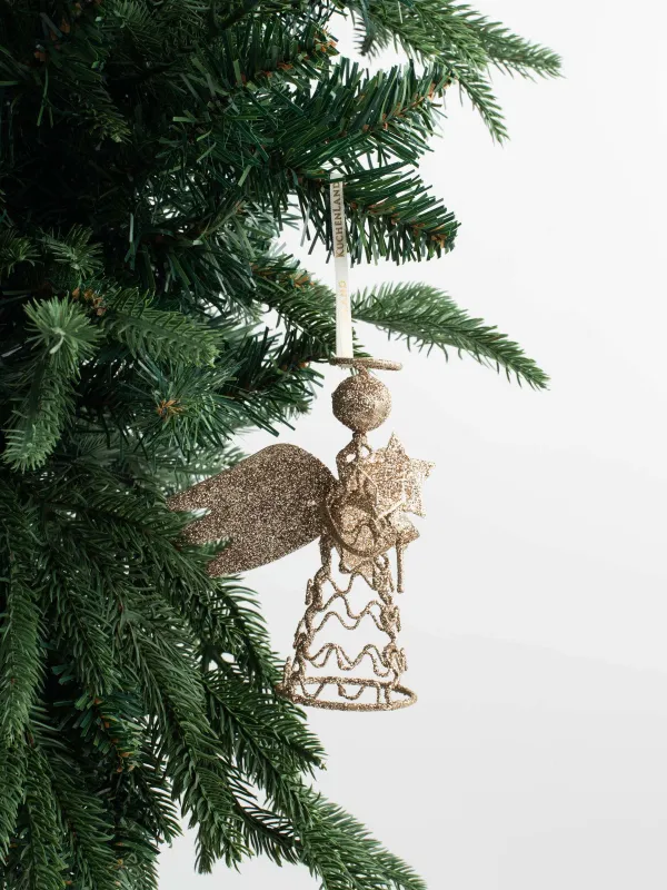 Игрушка елочная, 15 см, металл, шампань, Ангел, Angel sparks, image-4