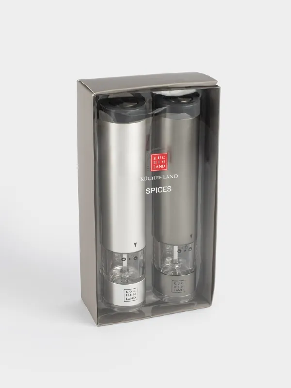 Мельница для специй, 22 см, 2 шт, электрическая, металл/пластик, LED B, серая, Piquant, image-5