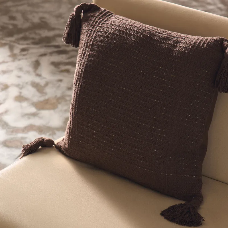 Подушка декоративная, 45х45 см, с кисточками, Клетка, Strike