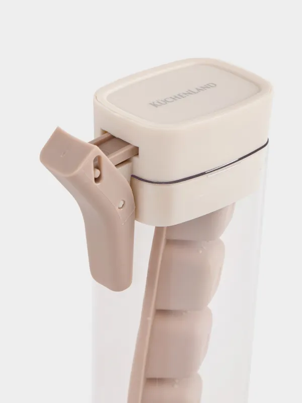 Форма для льда, 22х6 см, 6 отд, с контейнером, пластик, серо-коричневая/молочная, Country, image-1