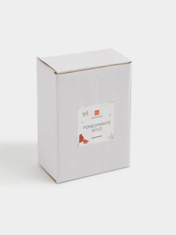 Блюдо декоративное, 10x12 см, металл, золотисто-серебристое, Гранат на ветке, Pomegranate gold, image-5