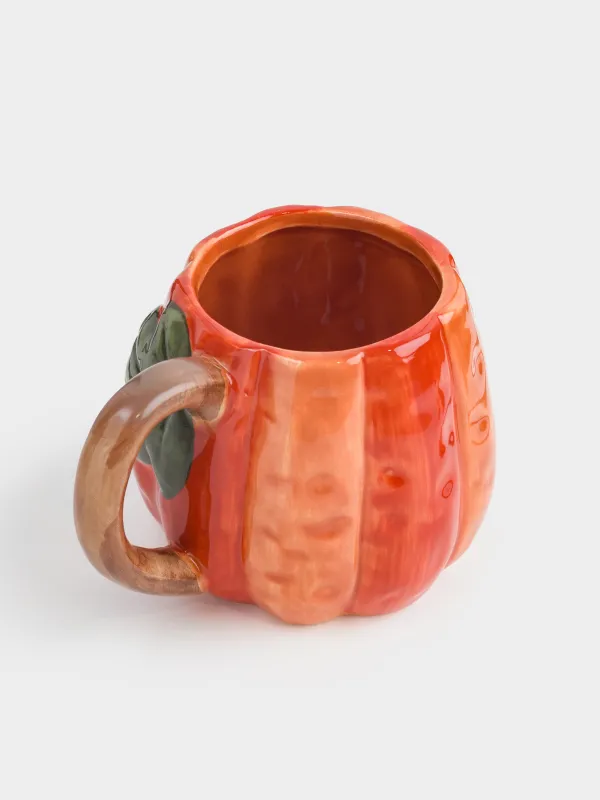Кружка, 510 мл, керамика, оранжевая, Тыква с листом, Forest symphony, image-2