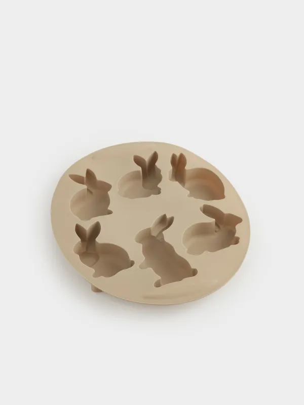 Форма для выпечки кексов, 29х24 см, 6 отд, силикон, бежевая, Кролики, Bakery, image-2