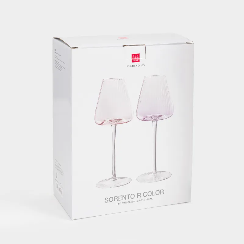 Бокал для красного вина, 480 мл, 2 шт, кристальное стекло, лиловый/розовый, Sorento R color, image-4