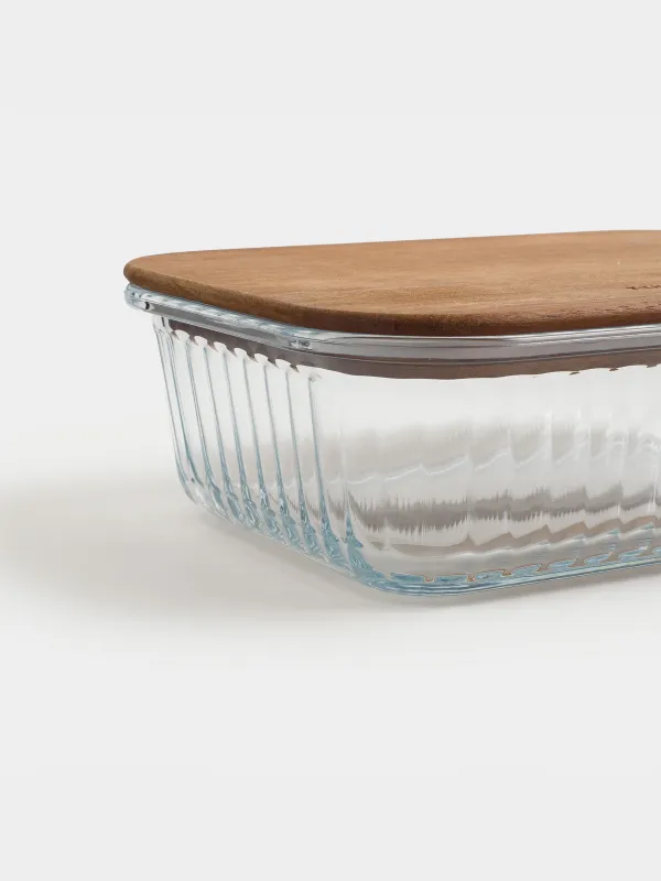 Контейнер, 1 л, стекло Т/дерево, прямоугольный, Ravi wood, image-5