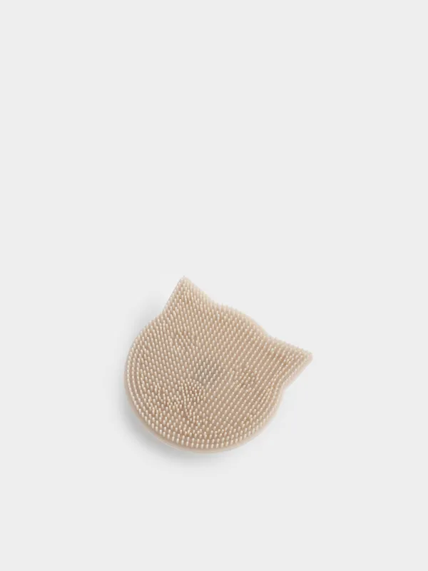 Щетка для очищения лица, 6 см, массажная, на присоске, силикон, коричневая, Кот, Manny, image-1