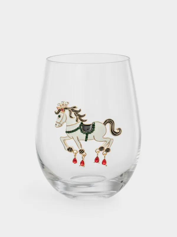 Стакан, 12 см, 500 мл, 2 шт, стекло/металл, Елка/Лошадь, Verset, image-4
