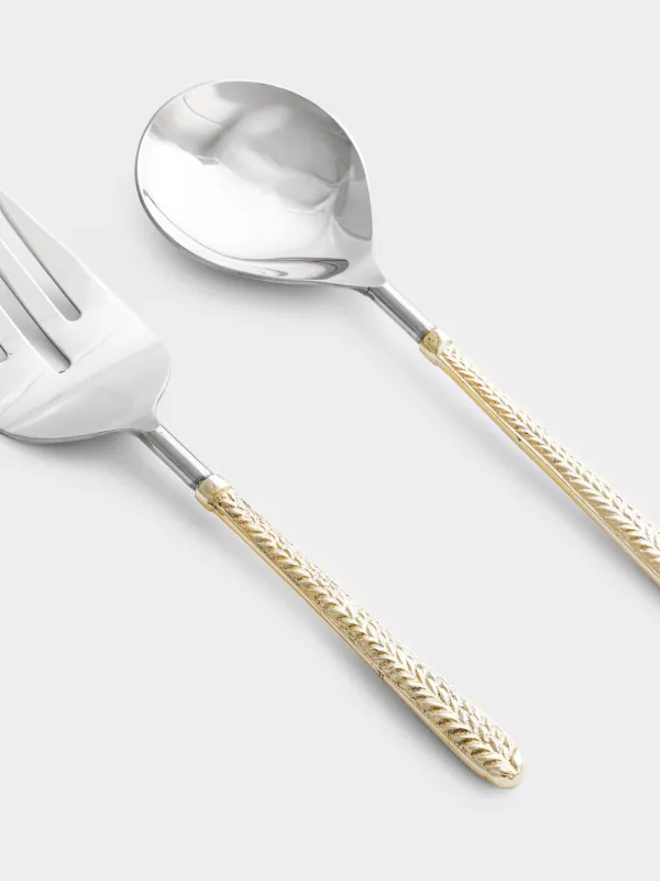 Приборы для сервировки салата, 26 см, 2 пр, ложка/вилка, сталь, золотистые, Колос, Harvest, image-2