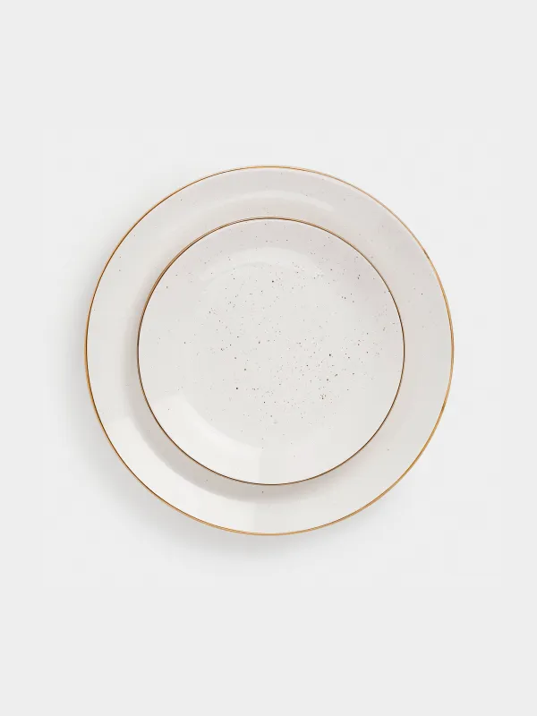 Сервиз обеденный, 6 перс, 18 пр, керамика, молочный, в крапинку, Roxas, image-2