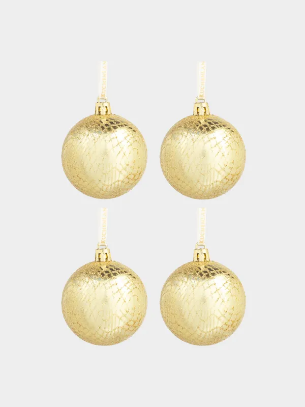 Игрушка елочная, 6 см, 4 шт, пластик, шампань, Шар, Ball sparkle, image-0