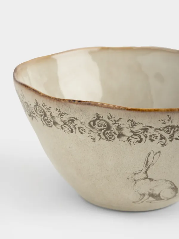 Салатник, 15х8 см, 700 мл, керамика R, бежевый, Заяц с цветами, Rustic Easter, image-3
