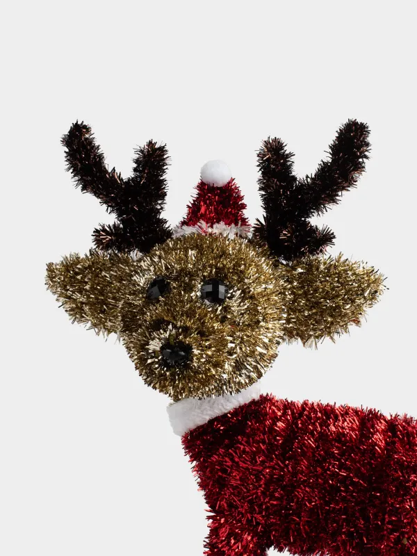 Статуэтка, 34 см, мишура/пластик, золотистая, Олень, Tinsel decor, image-1