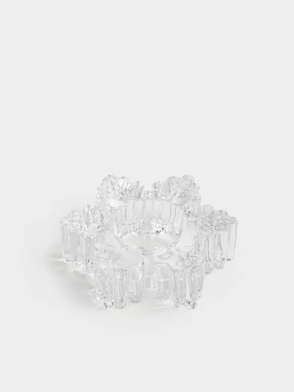 Подсвечник, 11x4 см, для чайной свечи, стекло, Снежинка, Snowfall, image-1