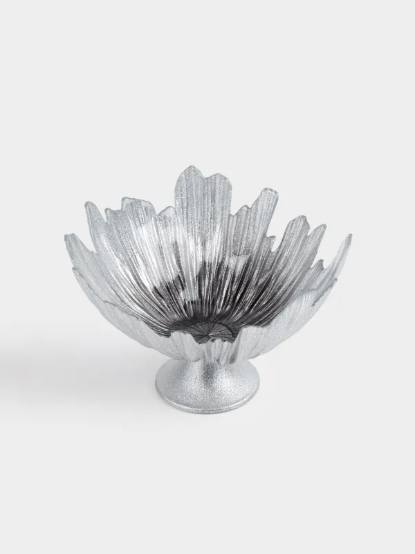 Ваза для фруктов, 26х17 см, на ножке, стекло Р, серебристо-серый градиент, Verge gradient, image-1