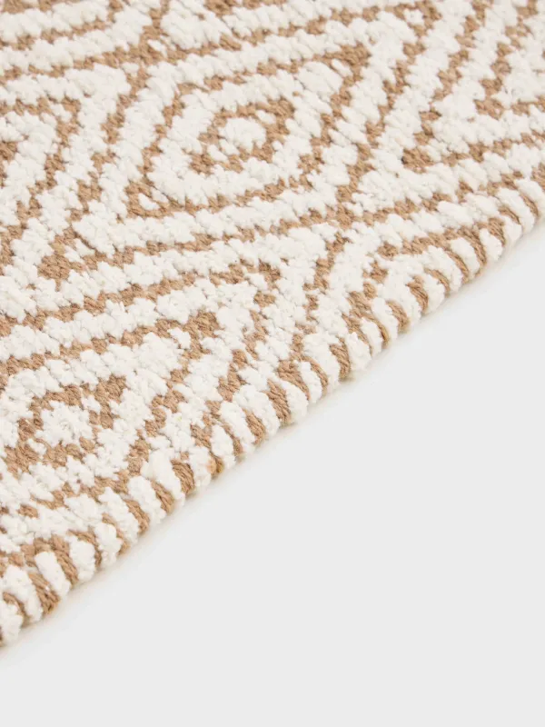 Коврик, 65x100 см, хлопок, бежево-коричневый, Ромбы с люрексом, Shiny threads, image-2