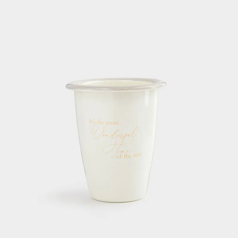 Стакан, 12 см, 470 мл, металл эмалированный, молочный, Wonderful Time, Autumn enamel