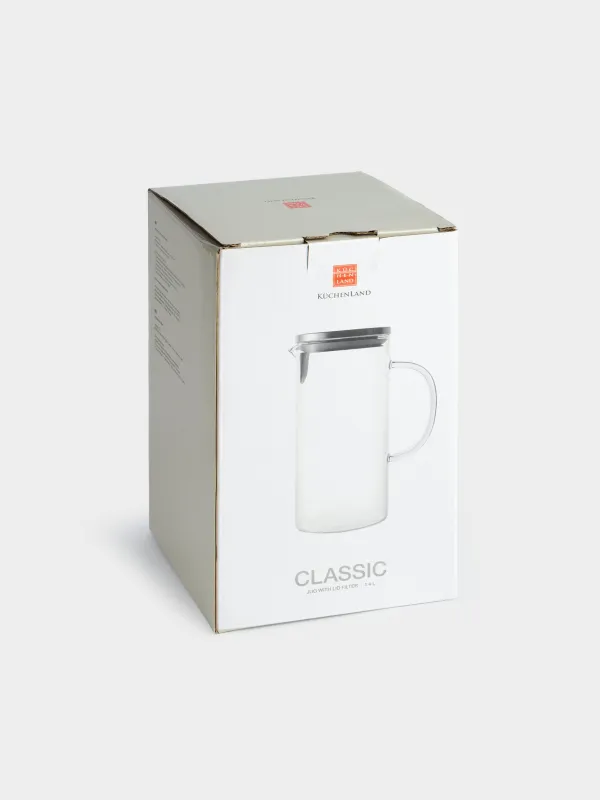 Кувшин, 1,2 л, с крышкой-фильтром, стекло Б/сталь, Classic, image-7