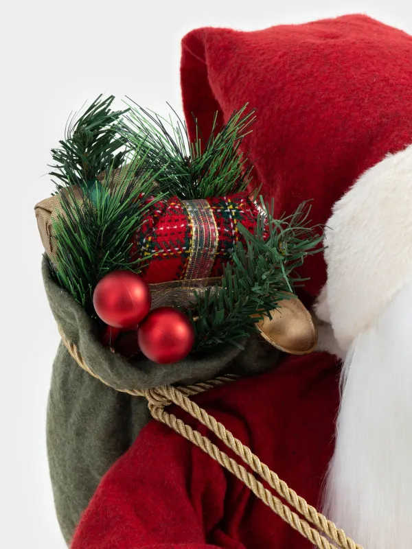 Изделие декоративное, 90 см, мягкое, Санта в красном с мешком и подарком, Magic time, image-2