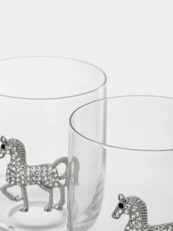 Стакан для виски, 10 см, 340 мл, 2 шт, стекло/металл, Серебристая лошадь, Lux elements, image-4