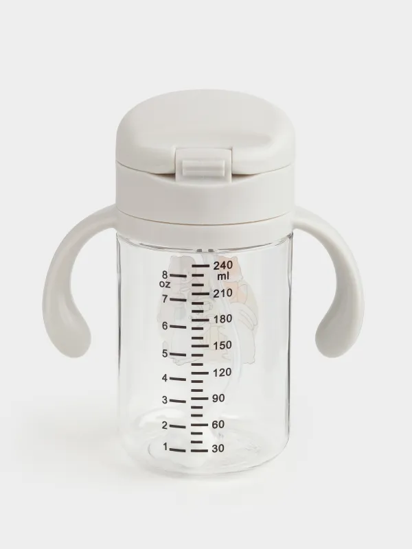 Бутылка-поильник, детская, 240 мл, тритан, серая, Зверята, Kiddy, image-3