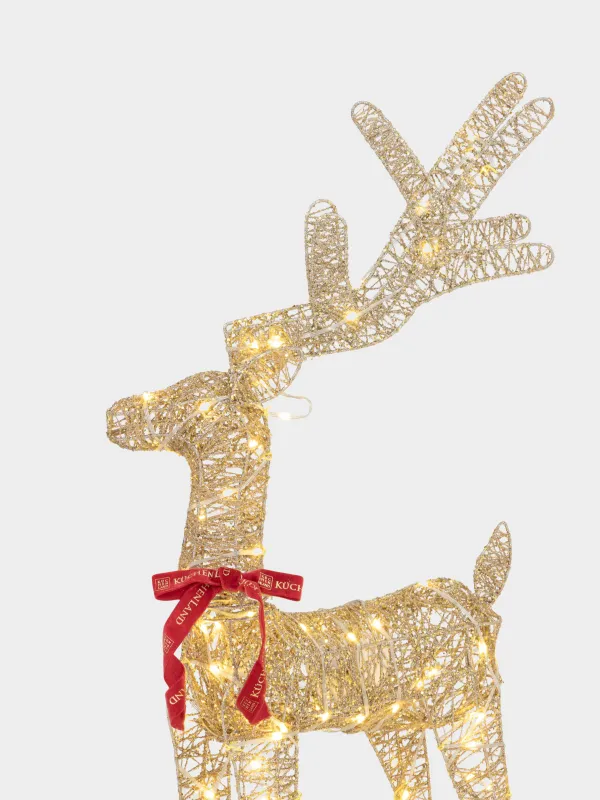 Статуэтка с подсветкой, 49х86 см, анимированная, металл, золотистая, Олень, Deer sparks, image-1