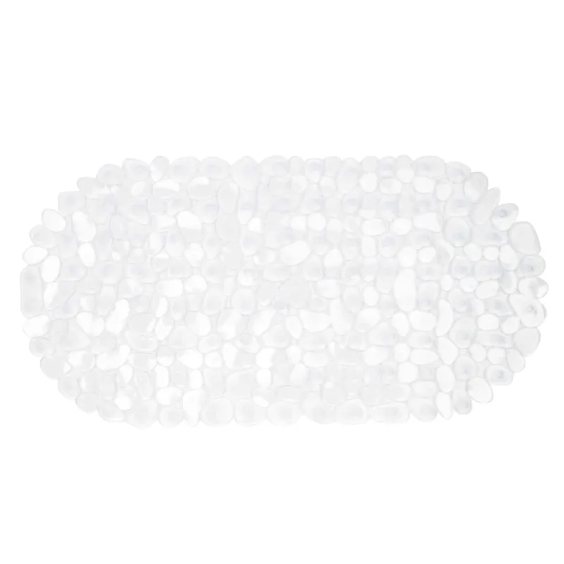 Коврик для ванны/душа, 36х68 см, на присосках, ПВХ, овальный, белый, Камни, Pebble