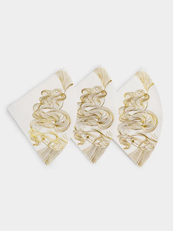 Салфетки бумажные, 33 см, 20 шт, Horse gold, image-2