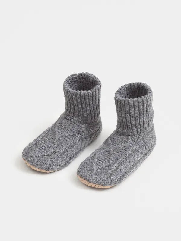 Тапочки-носки женские, акрил/шерпа, Knitted soft, image-5