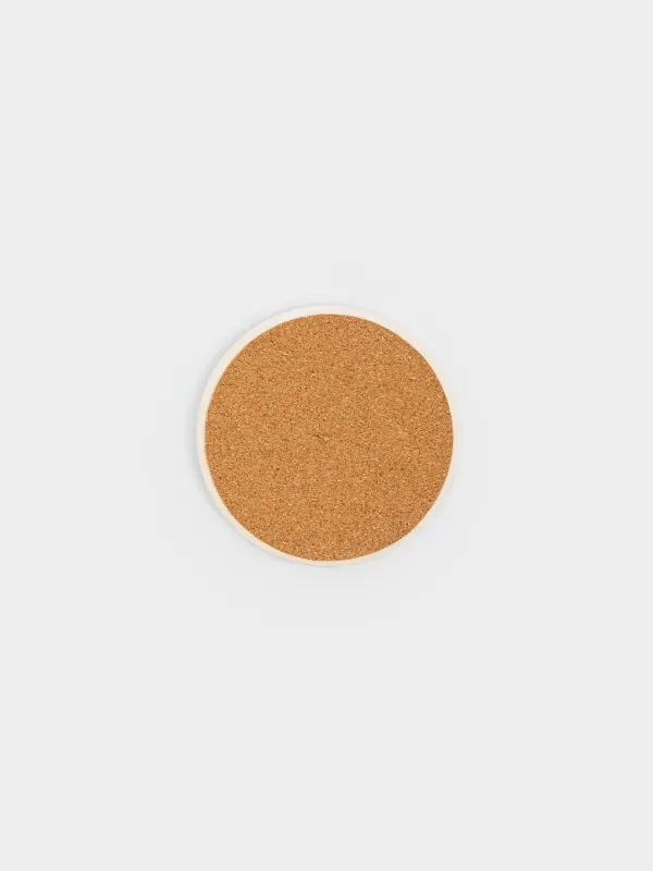 Подставка под кружку, 11 см, круглая, керамика/пробка, белая, Узоры, Green lace, image-3