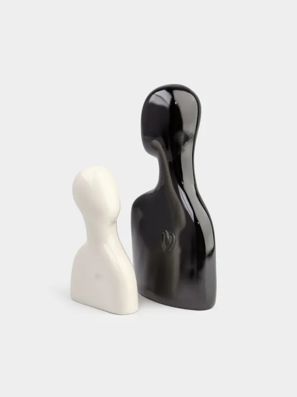 Статуэтка, 17х19 см, полирезин, черно-молочная, Влюбленные, Two faces, image-2