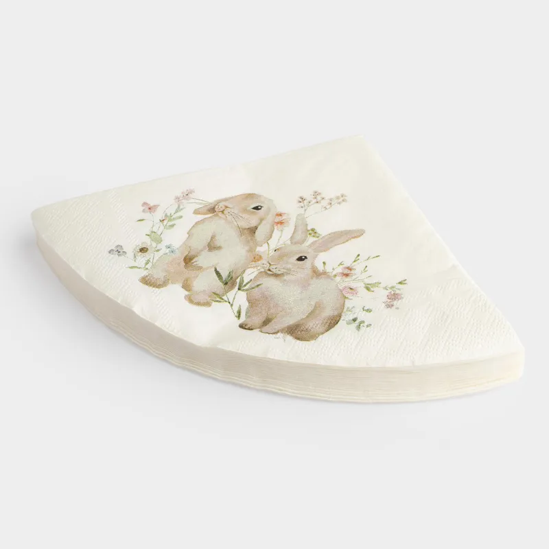 Салфетки бумажные, 33х33 см, 20 шт, круглые, белые, Кролики и цветы, Natural Easter, image-1