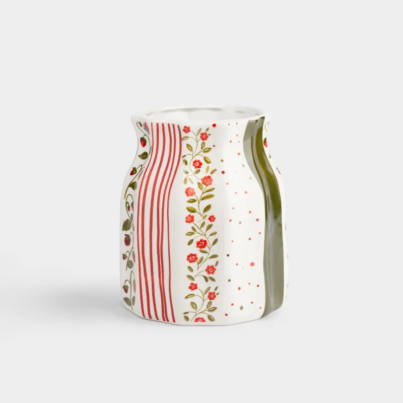 Ваза для цветов, 19 см, Ягоды и цветы в полоску, Berry stripes