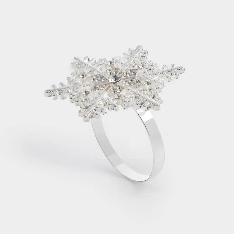 Кольцо для салфеток, 6 см, металл/стразы, серебристое, Снежинка, Snowfall