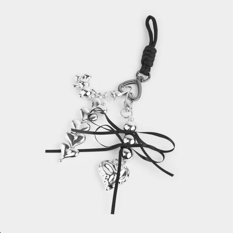 Брелок, 16 см, полиэстер/металл, серебристый, Сердце, Jewelry heart