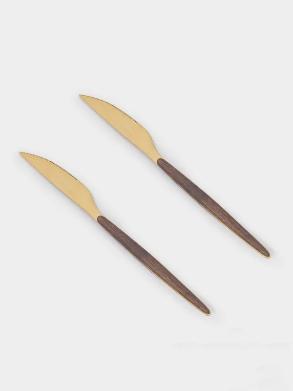 Нож столовый, 2 шт, сталь/пластик, золотисто-коричневый, матовый, Oslo gold, image-0