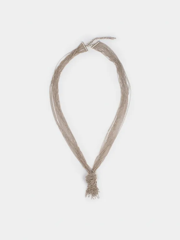 Колье, 1 м, металл, серебристое, Узел, Jewelry knot, image-0