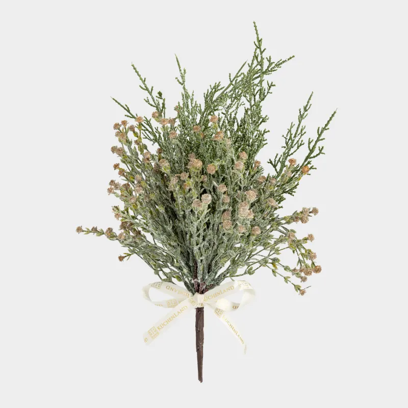 Букет декоративный, 40 см, пластик, Хвоя с золотистыми цветами, Conifer decor