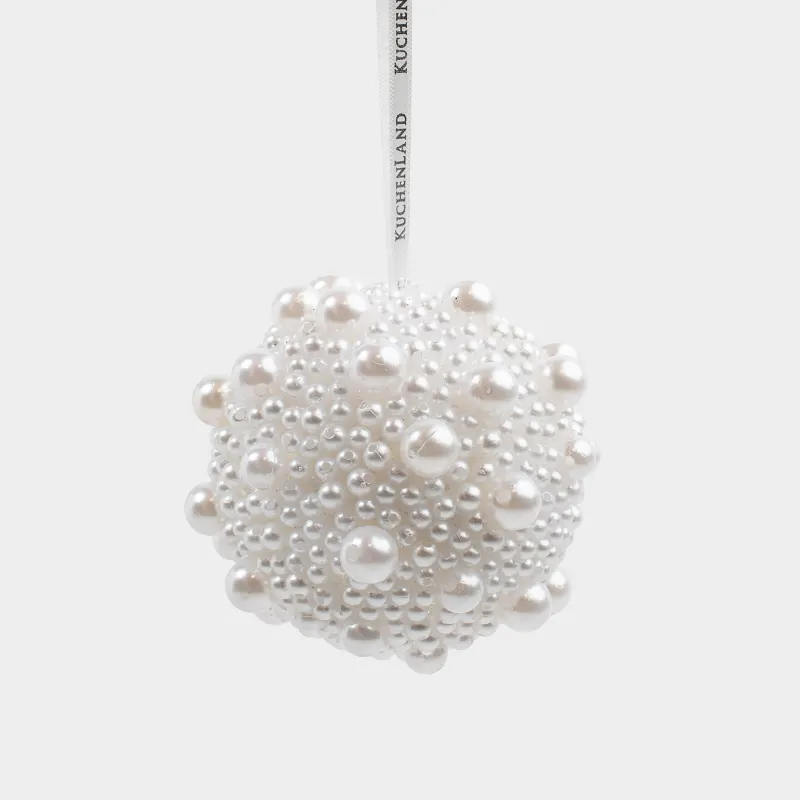 Игрушка елочная, 8 см, пенопласт/пластик, молочная, Шар в бусинах, Ball sparkle