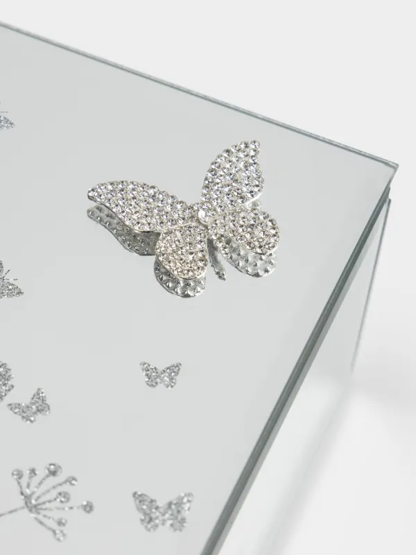 Шкатулка для украшений, 12х12 см, стекло/металл, зеркальная, Бабочка, Glossy, image-4
