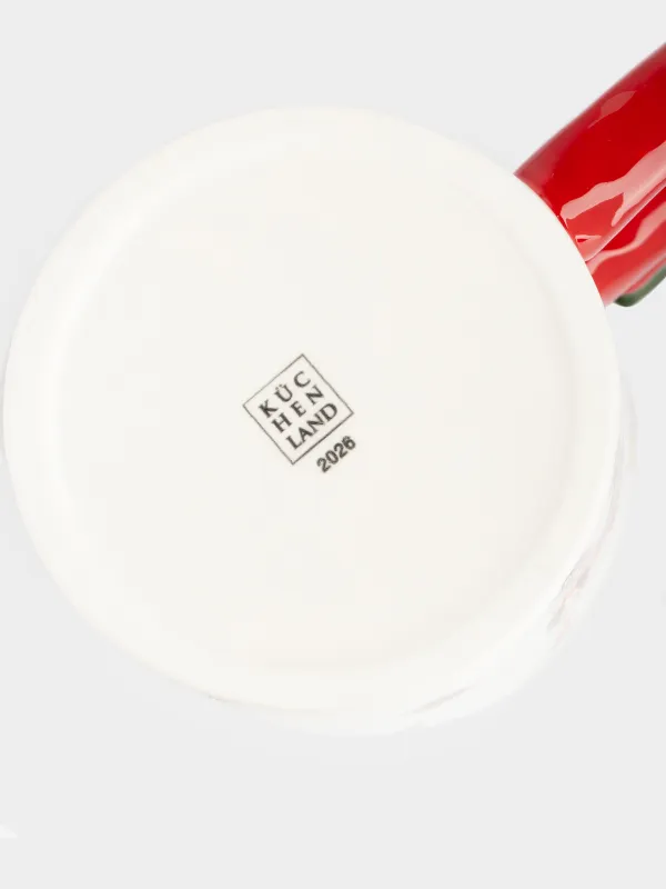 Кружка, 370 мл, керамика D, молочно-красная, Собаки с подарками, Christmas dog, image-3