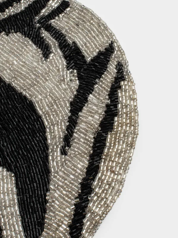 Салфетка под приборы, 30х40 см, бисер, овальная, серебристая, Лошадь, Art beads, image-2