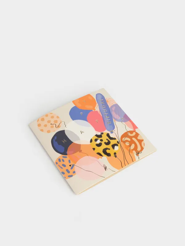 Открытка подарочная, 12х12 см, бумага, белая, Воздушные шары, Birthday, image-2