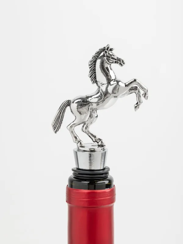Пробка для винной бутылки с подвесками, 5 пр, металл/бусины, Конь, Horse silver, image-4